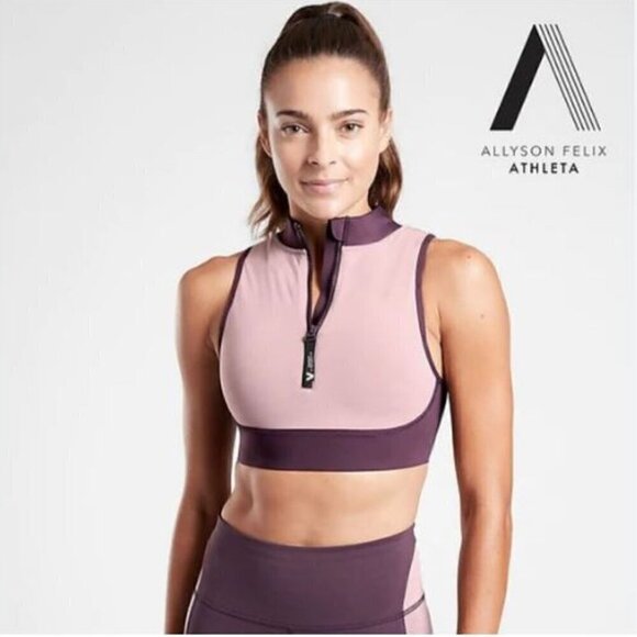 Athleta Other - Athleta Alyson Felix Olympics Legend Zip Front Sports Bra Purple Pink Womens XS